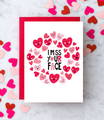 Design with Heart Studio - Greeting Cards - I Miss Your Face (Hearts) Valentine’s Day Card