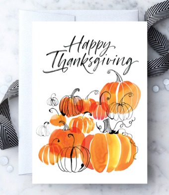 Design with Heart Studio - Happy Thanksgiving Watercolor Pumpkins