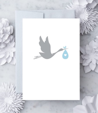 Design with Heart Studio - Baby Boy Stork