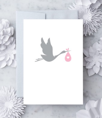 Design with Heart Studio - Baby Girl Stork