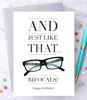 Design with Heart Studio - And Just Like That… Bifocals! – Happy Birthday Card