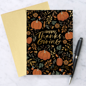 Happy Thanksgiving Sophisticated Pumpkin Fall Greeting Card 