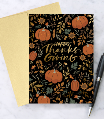Design with Heart Studio - Happy Thanksgiving Sophisticated Pumpkin Fall Greeting Card 