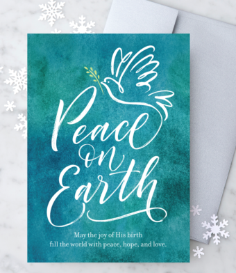 Design with Heart Studio - Peace on Earth Religious Christmas Greeting Card